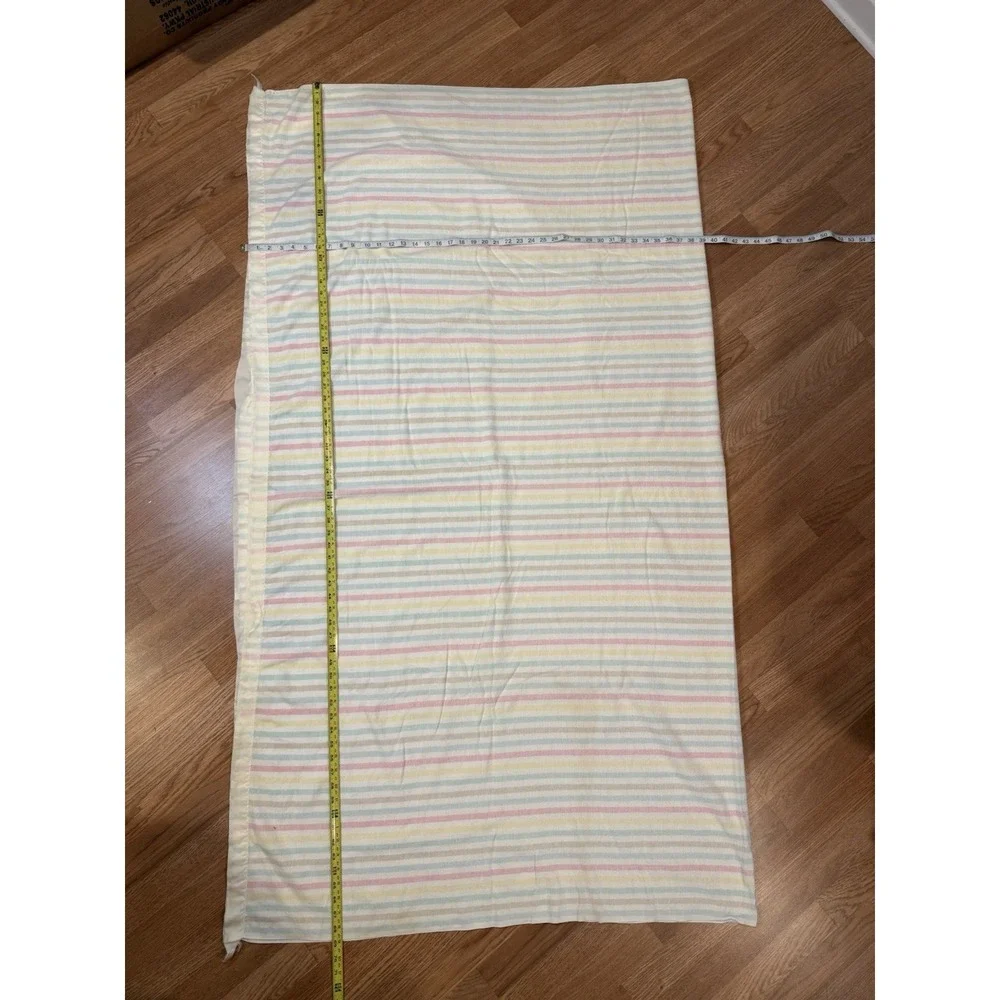 Vintage Cotton Pastel Stripe Blanket Satin Nylon Trim 78